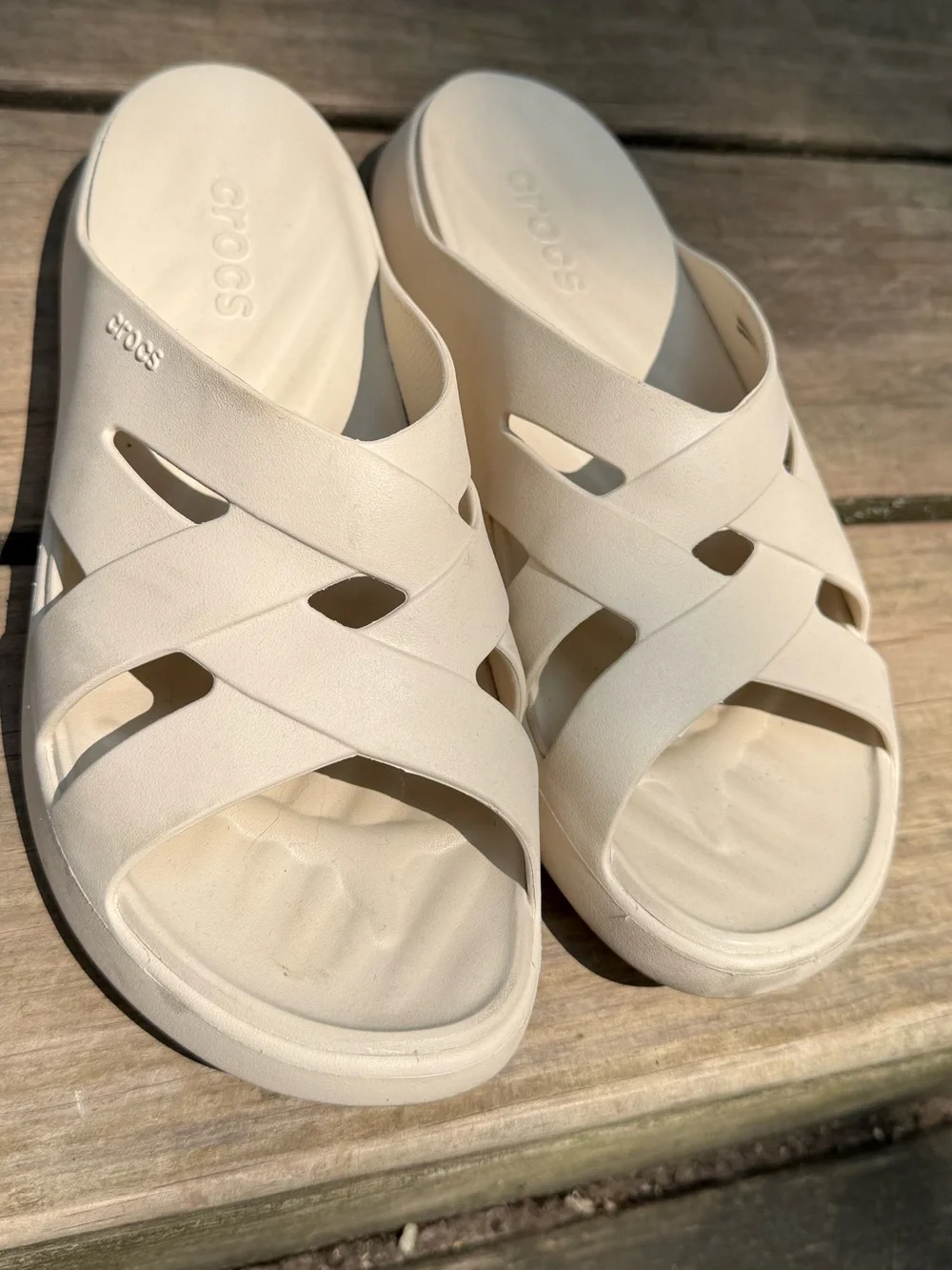 CROCS Women's Slide Sandals in Off-White/Cream